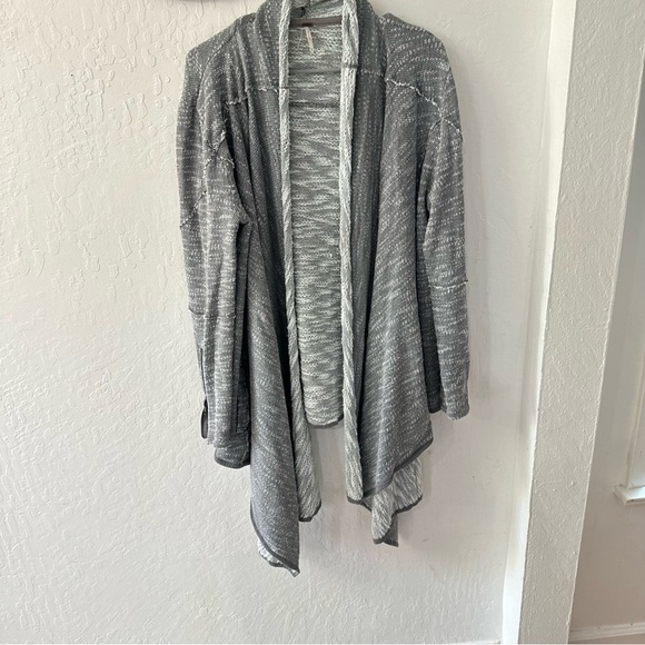 Free People In The Loop Open Front Textured Zip Sleeve Cardigan Medium - Picture 2 of 10
